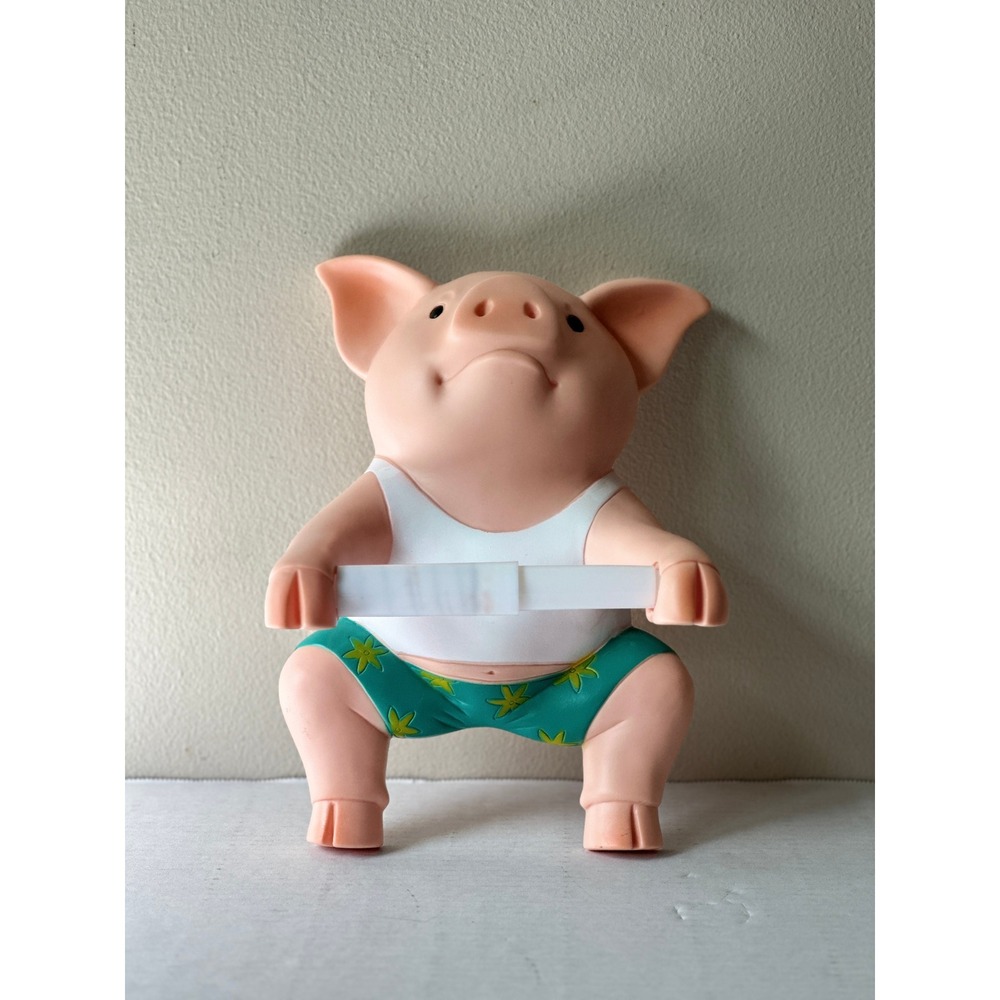 Funny Pig Toilet Paper Holder Resin Piglet Figurine Bathroom Decor Pink Teal